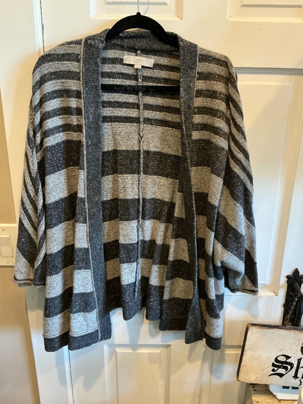 Loft cardigan in gray stripes for Fall! Brand new with tags. Size large